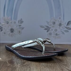 Sam Edelman Giles Gold Snakeskin Print Knotted Thong Sandals